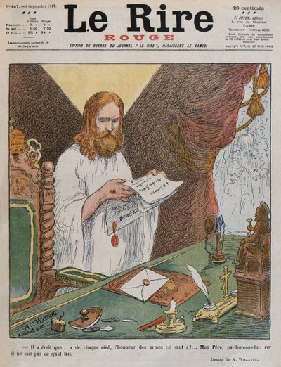 Jesus Christus liest den Friedensplan von Papst Benedikt XV., Titelillustration von 